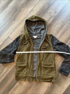 Lacoste Olive Green Hooded Jacket with Black Sleeves
